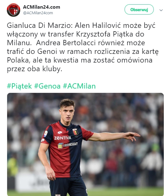 Piłkarze Milanu mogą zostać włączeni w transfer Piątka!